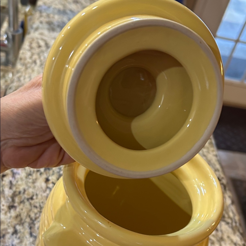 Gibson Houseware Large Yellow Ceramic Jar with Lid - Microwave & Dishwasher Safe - Picture 10 of 14